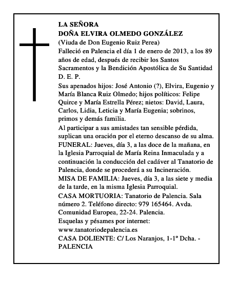Doña Elvira Olmedo González