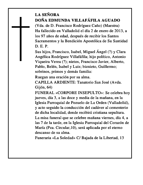 Doña Edmunda Villafáfila Aguado