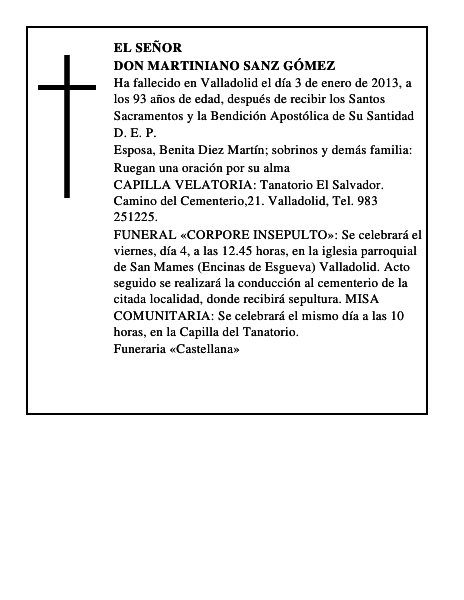 Don Martiniano Sanz Gómez