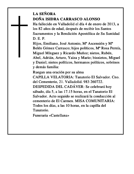 Doña Isidra Carrasco Alonso