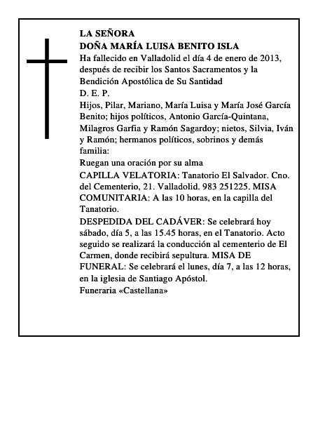 Doña María Luisa Benito Isla