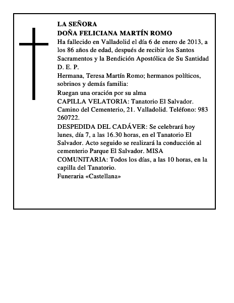Doña Feliciana Martín Romo