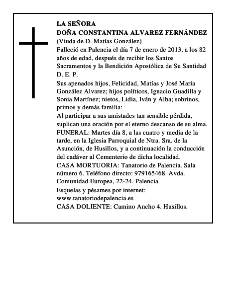 Doña Constantina Alvarez Fernández