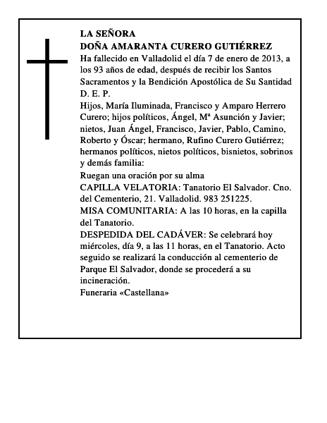 Doña Amaranta Curero Gutiérrez