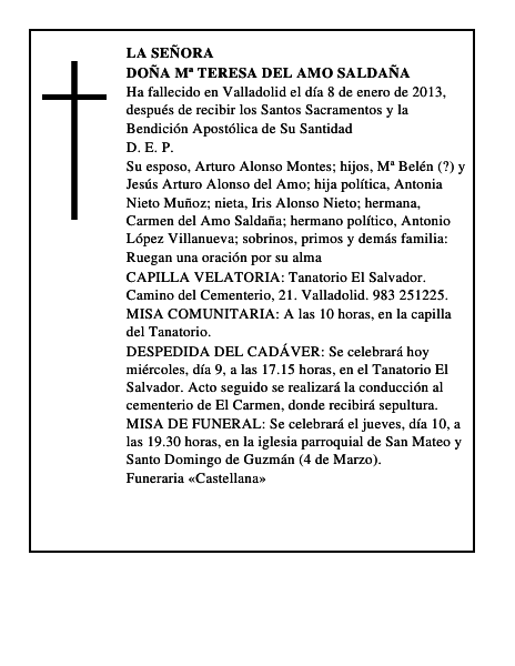 Doña Mª Teresa del Amo Saldaña