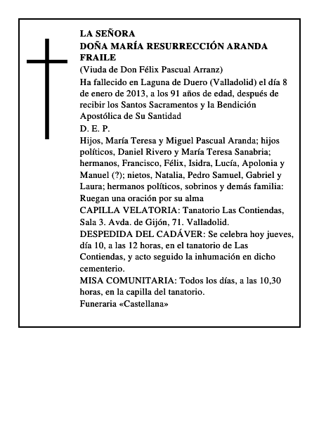 Doña María Resurrección Aranda Fraile