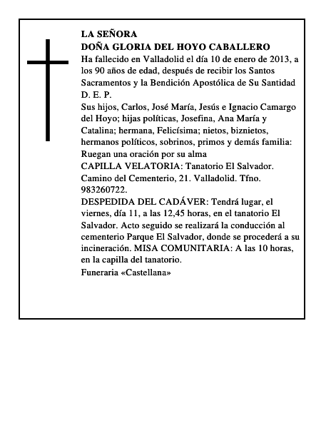 Doña Gloria del Hoyo Caballero