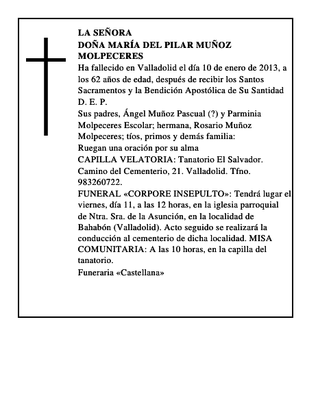 Doña María del Pilar Muñoz Molpeceres