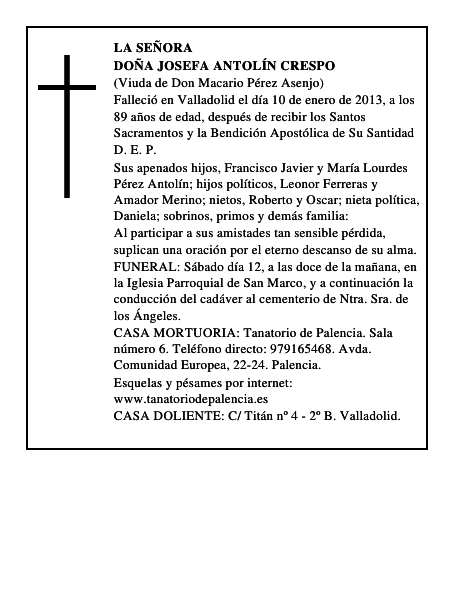 Doña Josefa Antolín Crespo