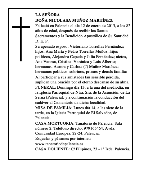Doña Nicolasa Muñoz Martínez
