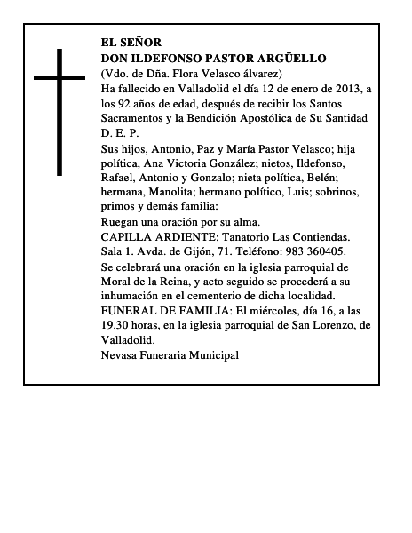 Don Ildefonso Pastor Argüello