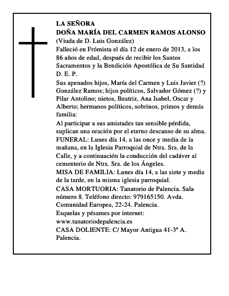 Doña María del Carmen Ramos Alonso