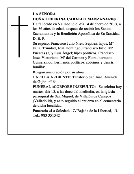 Doña Ceferina Caballo Manzanares
