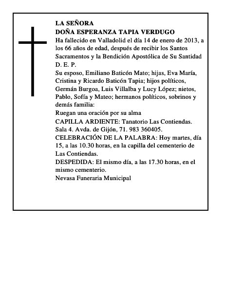 Doña Esperanza Tapia Verdugo