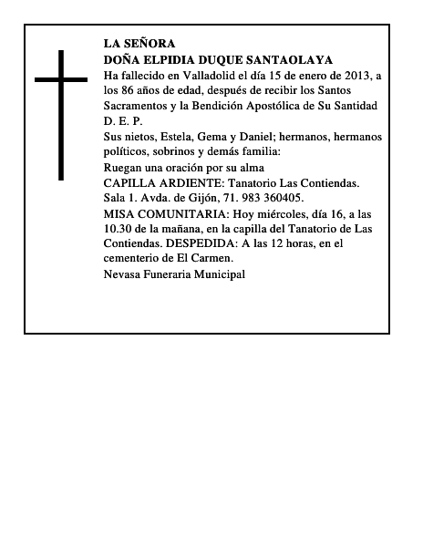 Doña Elpidia Duque Santaolaya