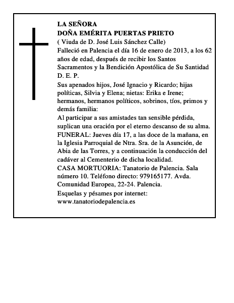 Doña Emérita Puertas Prieto