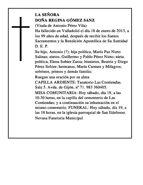 Doña Regina Gómez Sanz