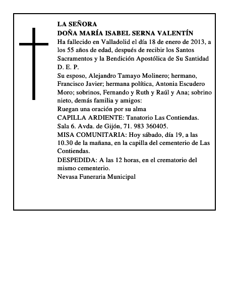 Doña María Isabel Serna Valentín
