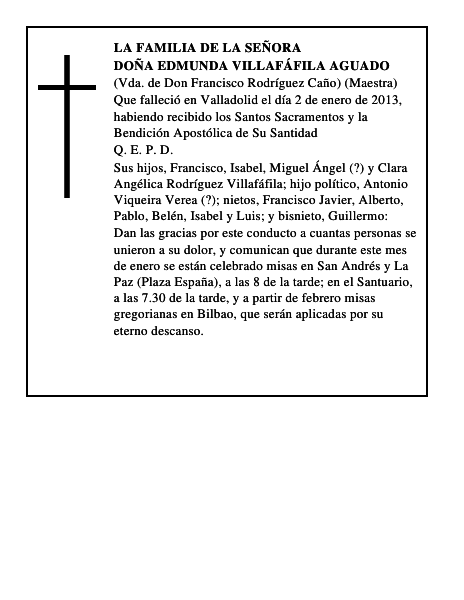 Doña Edmunda Villafáfila Aguado