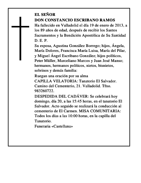 Don Constancio Escribano Ramos