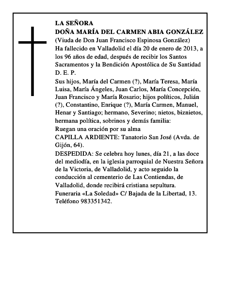 Doña María del Carmen Abia González