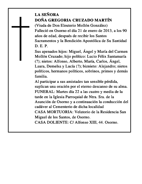 Doña Gregoria Cruzado Martín