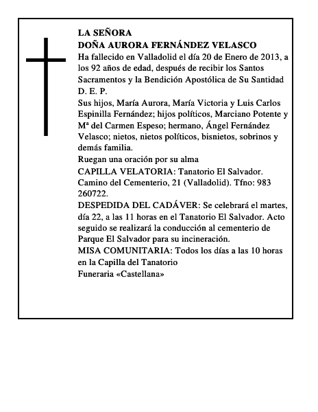 Doña Aurora Fernández Velasco