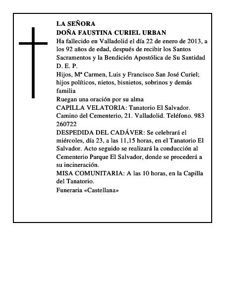 Doña Faustina Curiel Urban