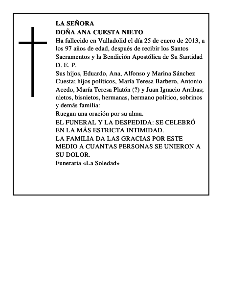 Doña Ana Cuesta Nieto