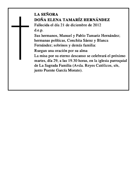 Doña Elena Tamaríz Hernández