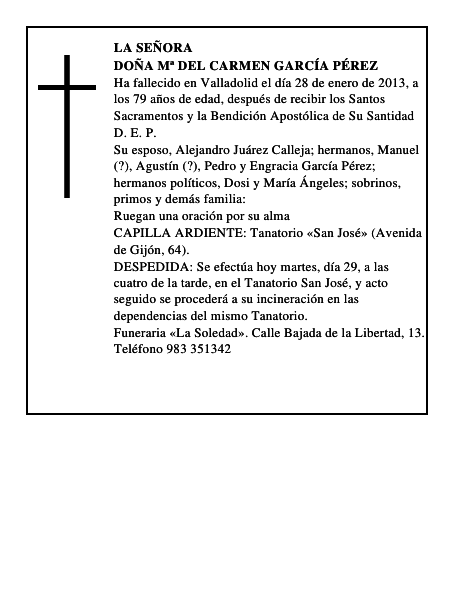 Doña Mª del Carmen García Pérez