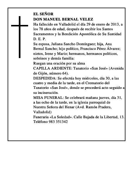 Don Manuel Bernal Velez