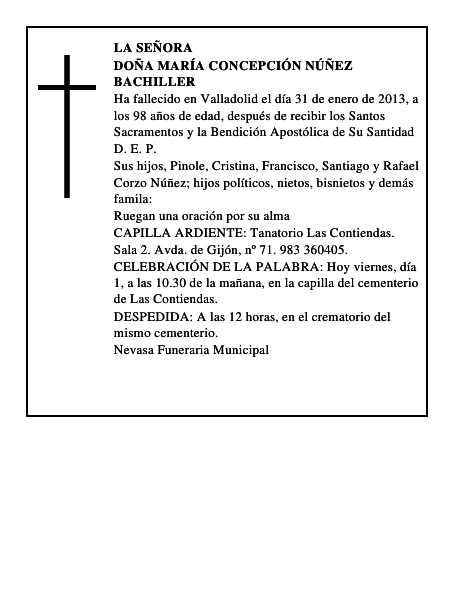 Doña María Concepción Núñez Bachiller
