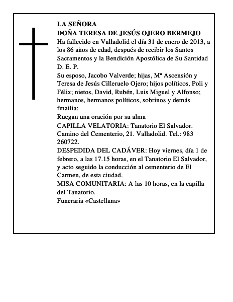 Doña Teresa de Jesús Ojero Bermejo