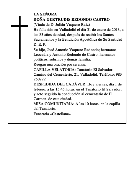 Doña Gertrudis Redondo Castro