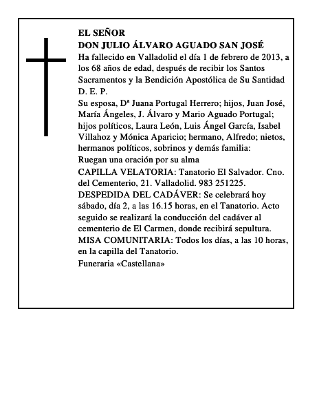 Don Julio Álvaro Aguado San José