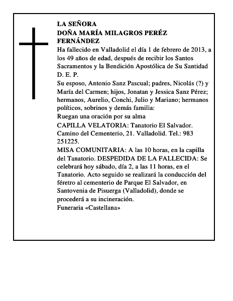 Doña María Milagros Peréz Fernández