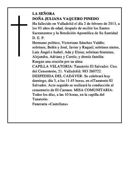 Doña Juliana Vaquero Pinedo