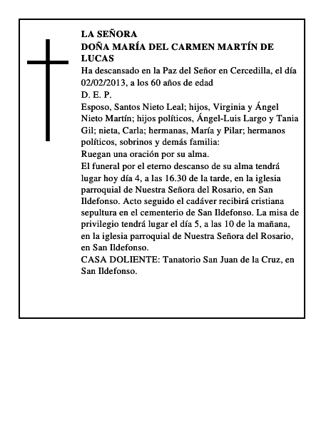 Doña María del Carmen Martín de Lucas