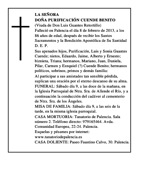 Doña Purificación Cuende Benito