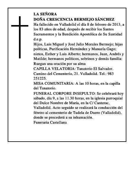 Doña Crescencia Bermejo Sánchez