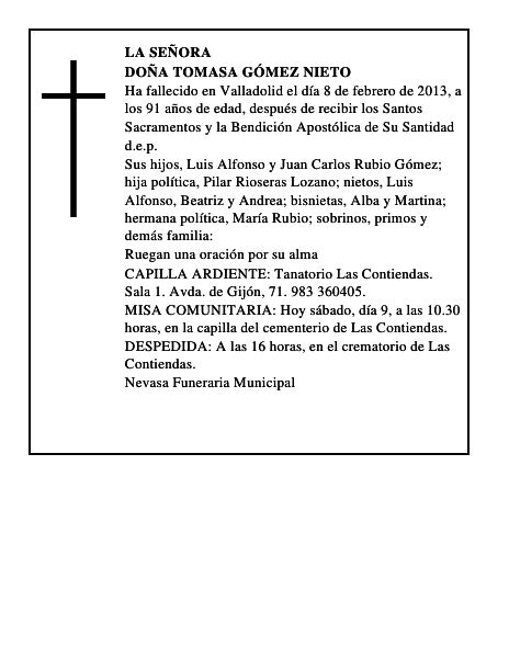 Doña Tomasa Gómez Nieto