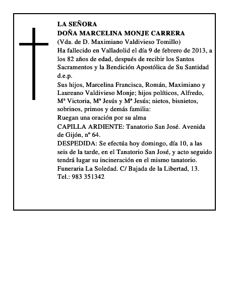Doña Marcelina Monje Carrera