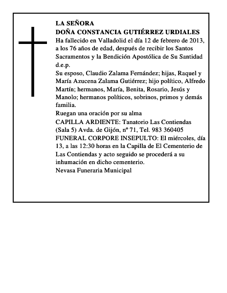 Doña Constancia Gutiérrez Urdiales