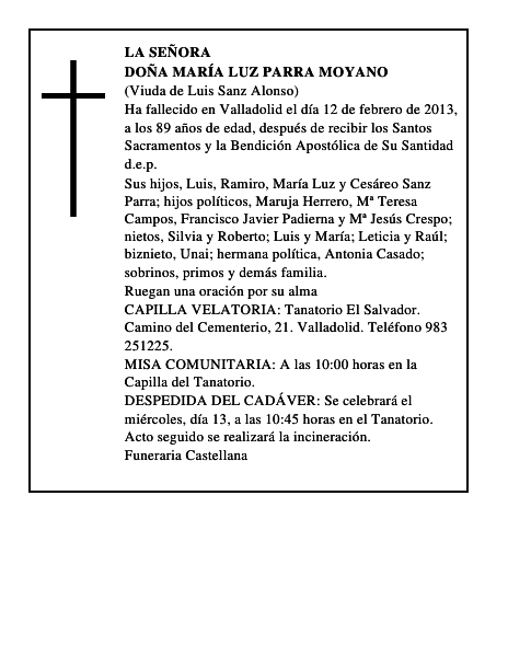 Doña María Luz Parra Moyano