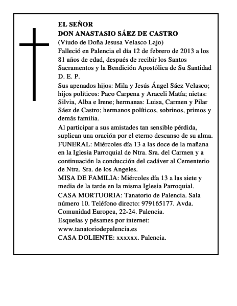 Don Anastasio Sáez de Castro
