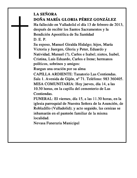 Doña María Gloria Pérez González