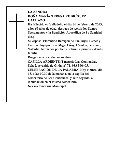 Doña María Teresa Rodríguez Cachazo