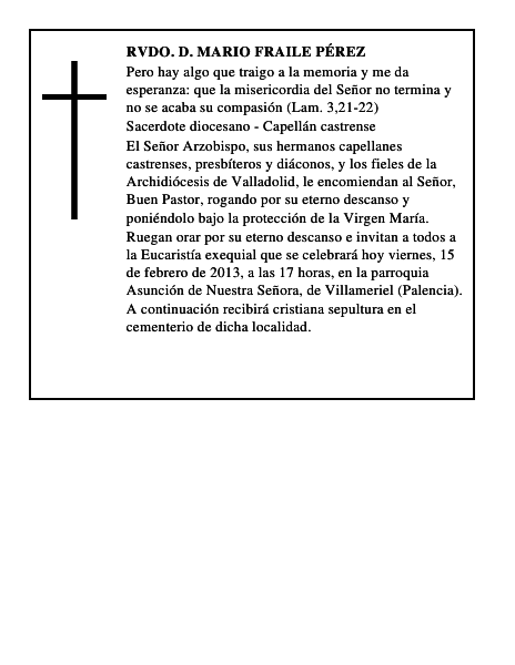 Rvdo. D. Mario Fraile Pérez