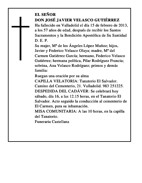 Don José Javier Velasco Gutiérrez